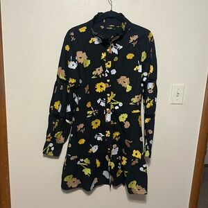 Veroalfie Nina Black Floral Embroidered Dress with Heart Buttons‎ Size 2